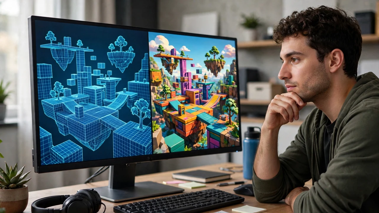 AI for Game Development Unreal Engine 5 News 2026: Epic's AI Pivot Explained 3 Developer reviewing an AI generated game level inside an editor