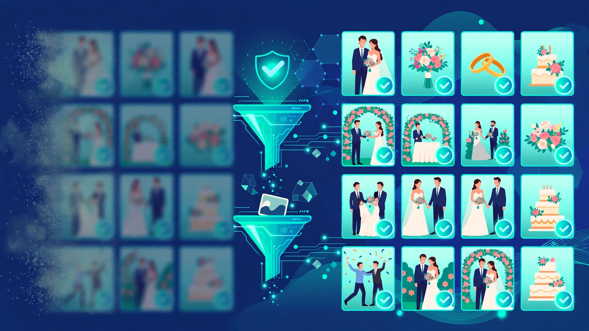 AI culling software sorting wedding photos into keepers